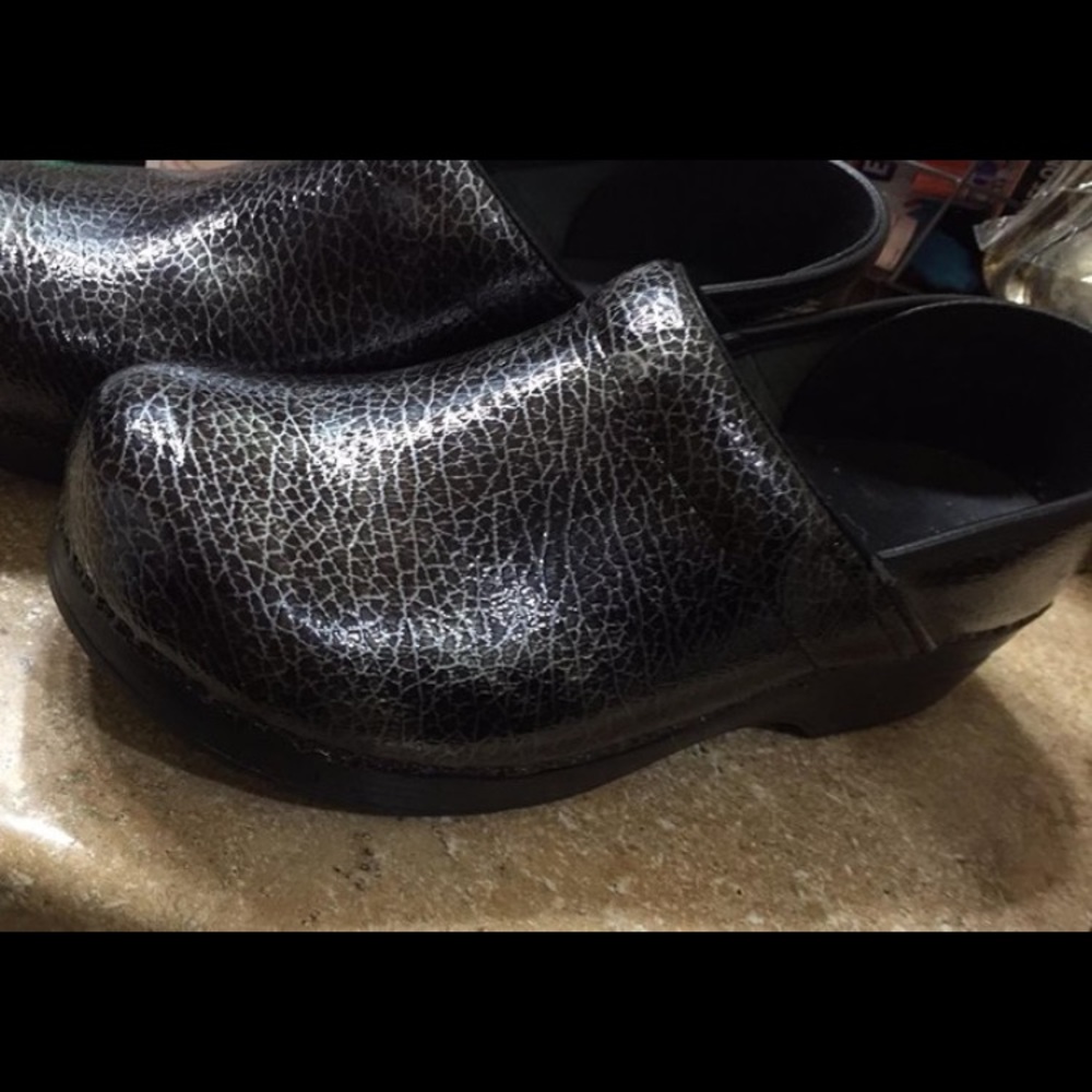 Black with silver Danskos